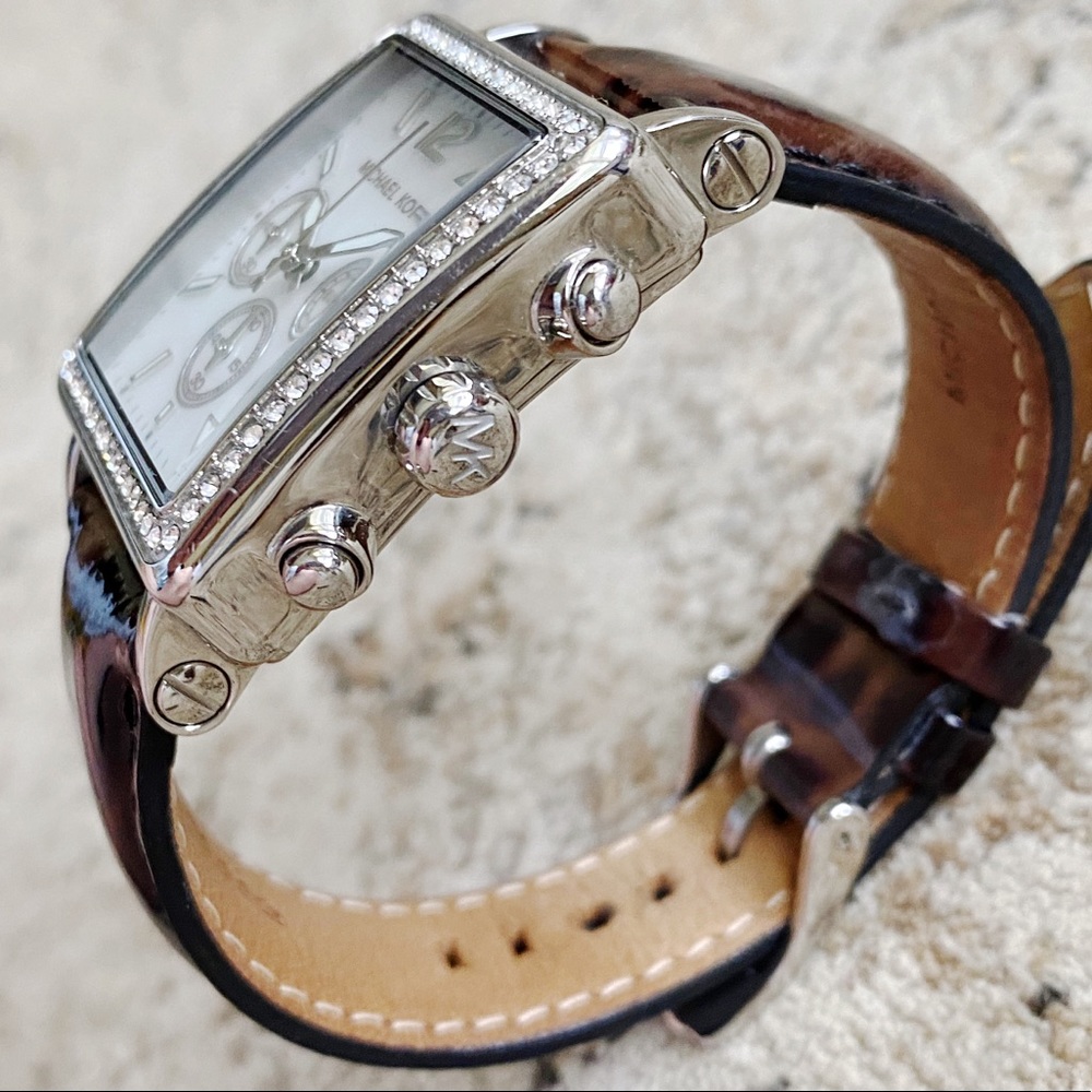 Michael Kors Leather, Tortoise and Silver Watch - Picture 4 of 16